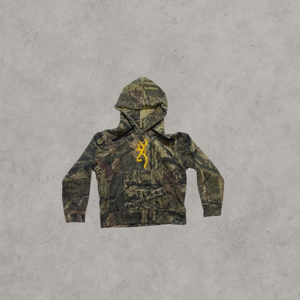 Browning Jr Youth Large Camo Hoodie Mossy Oak Break-Up Infinity Yellow Buckmark